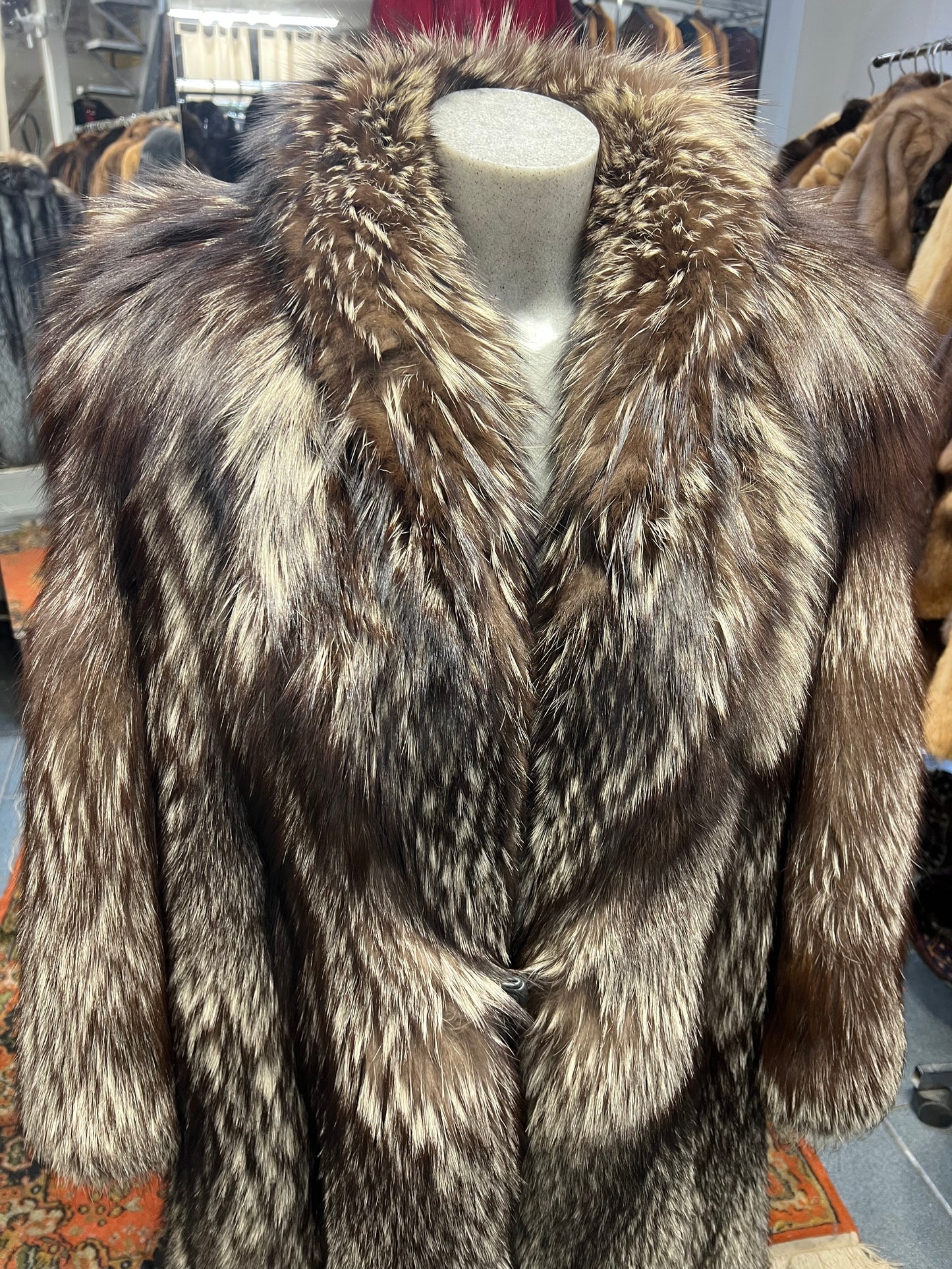 Manteau long de Renard argenté