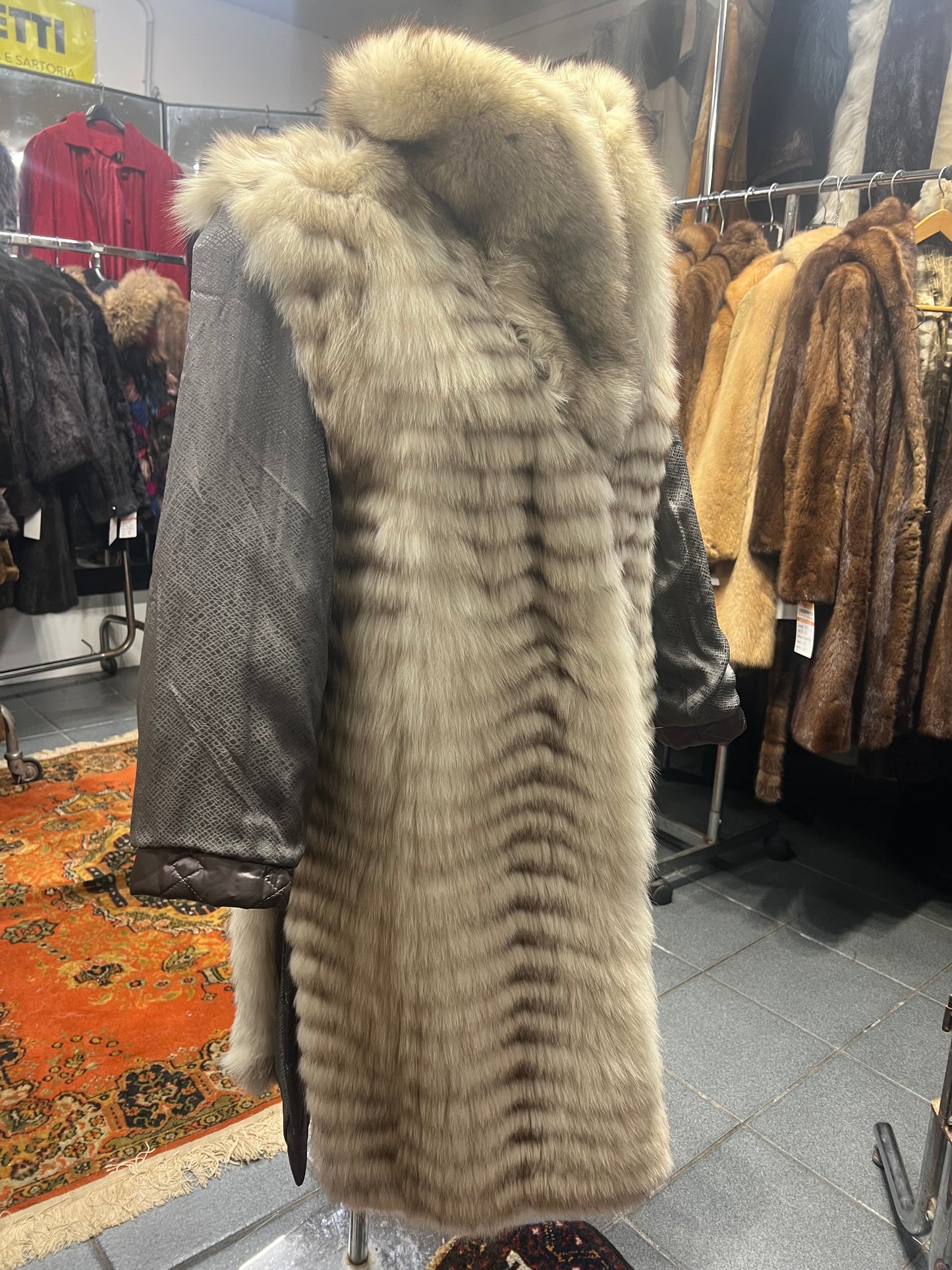 Manteau reversible doublure en renard