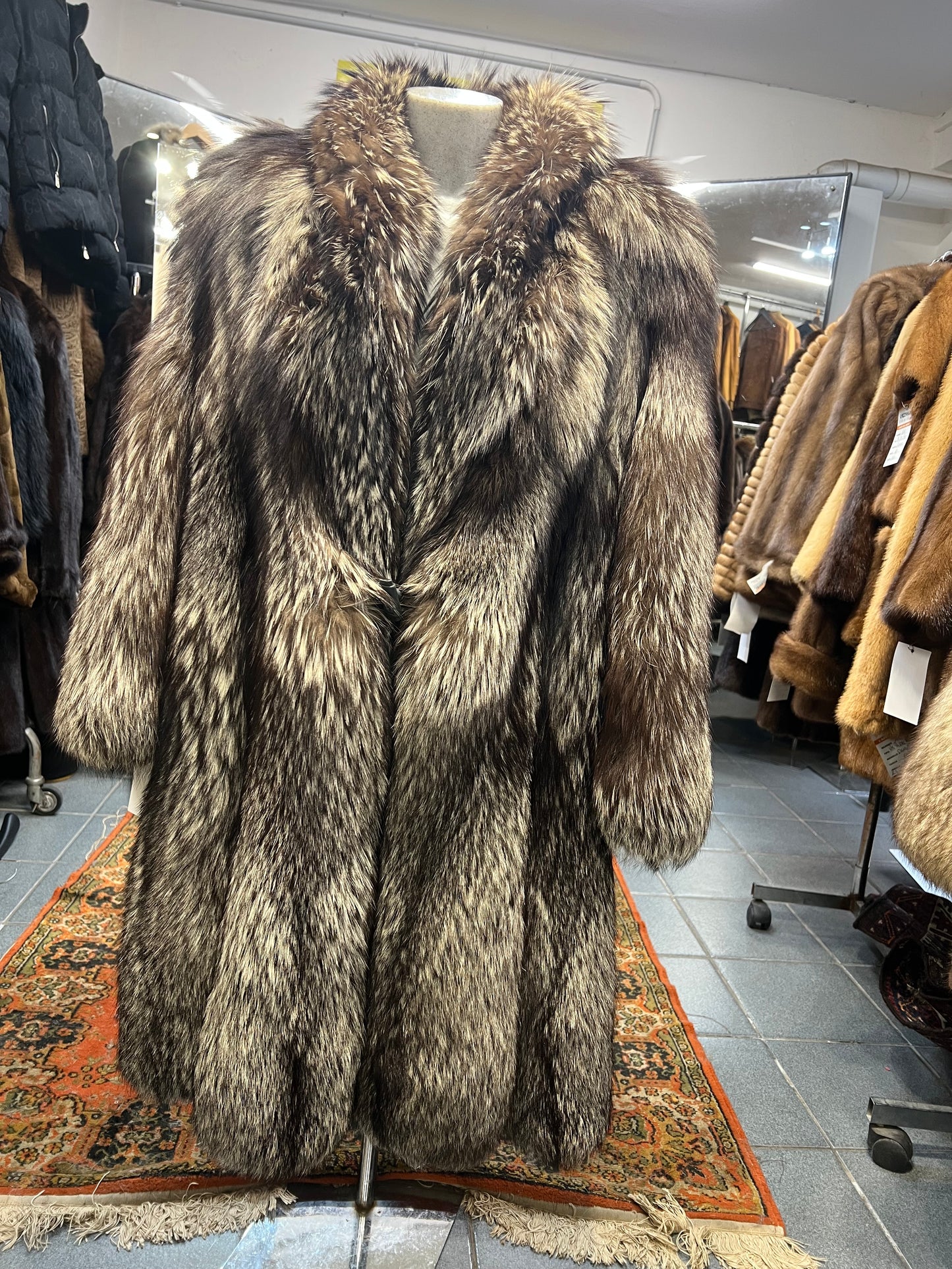 Manteau long de Renard argenté