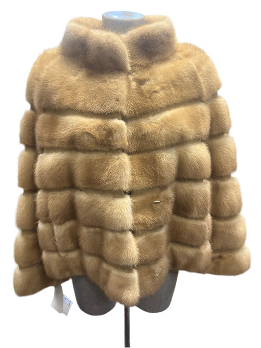 Cape en fourrure de vison beige 2380