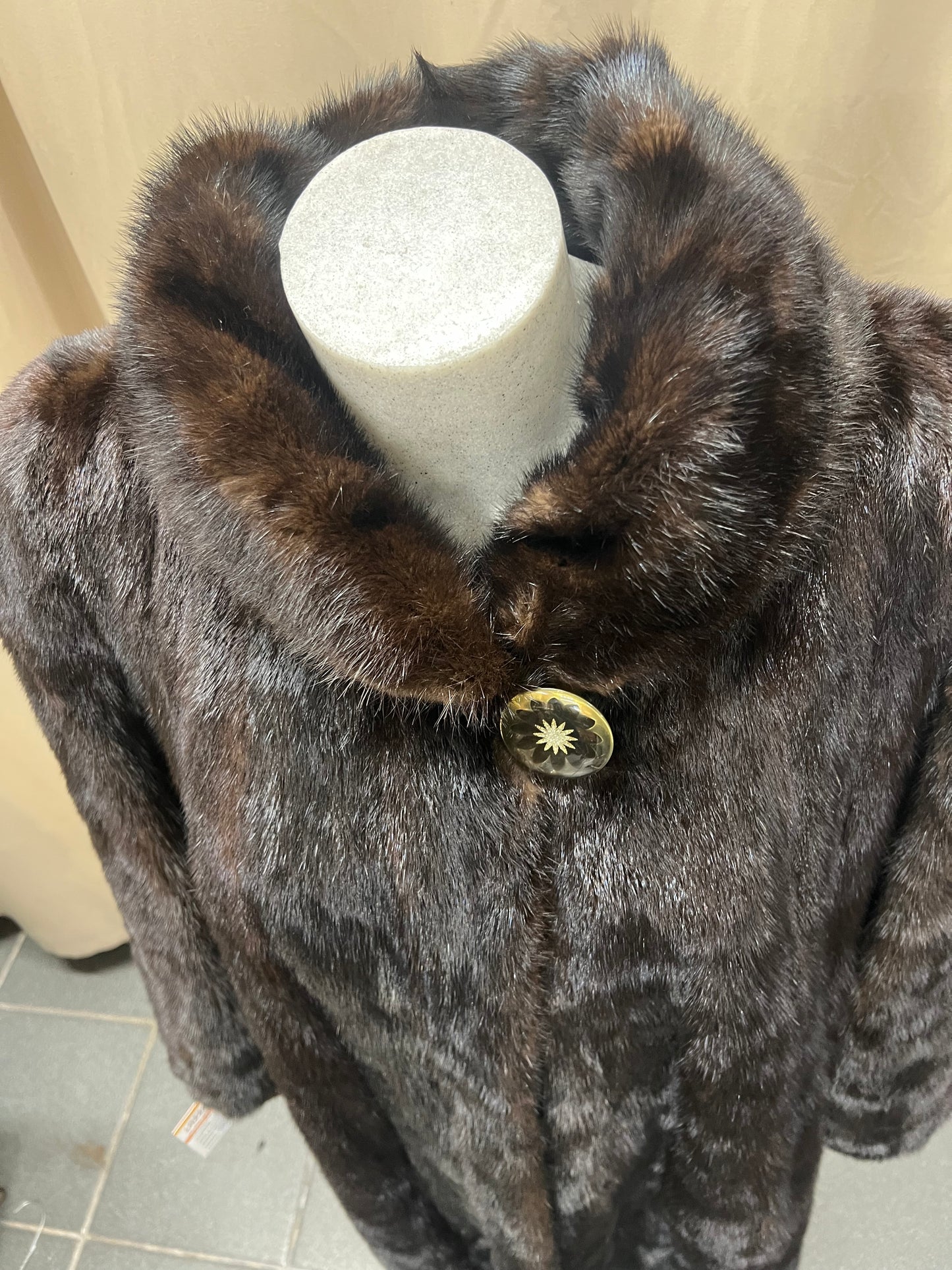 Manteau en fourrure vison long noir