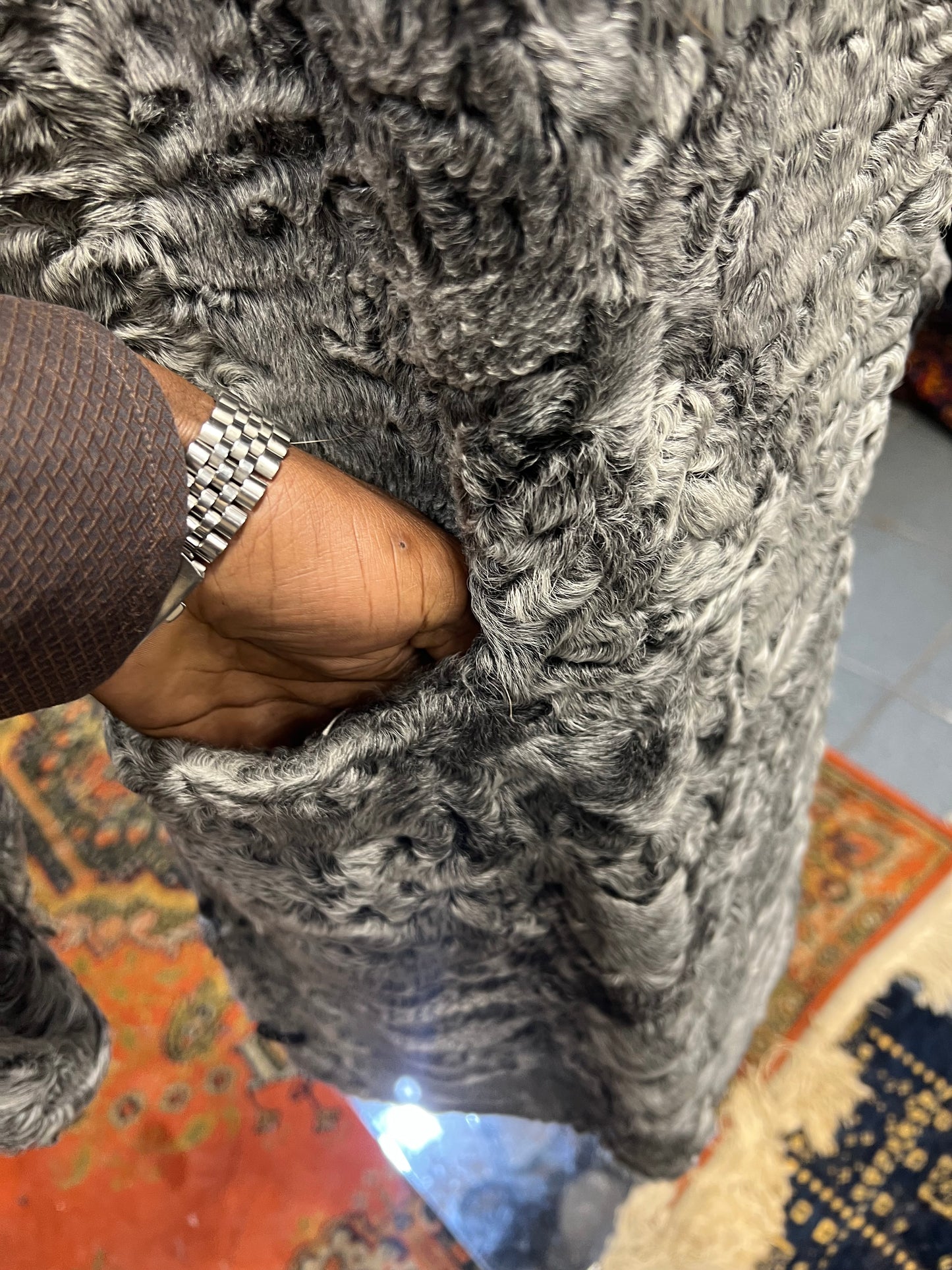 Manteau astrakan avec capuche